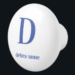 Personalised White Knob with Dark Blue Text<br><div class="desc">Personalised White Knob with Dark Blue Text</div>