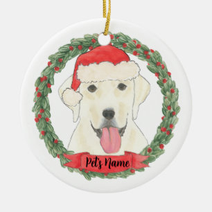 Personalised White Labrador Christmas Ceramic Ornament
