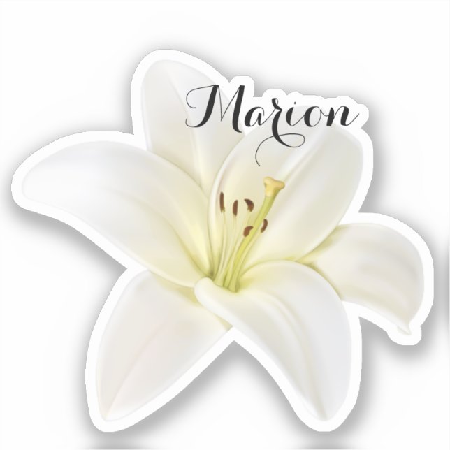 Personalised White Lily Sticker (Front)