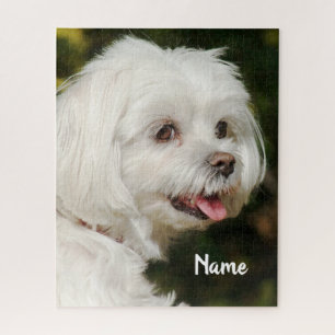 Personalised White Maltese Puppy Dog Jigsaw Puzzle