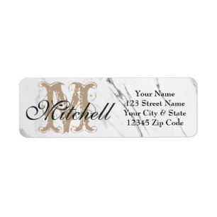 Personalised White Marble return address labels