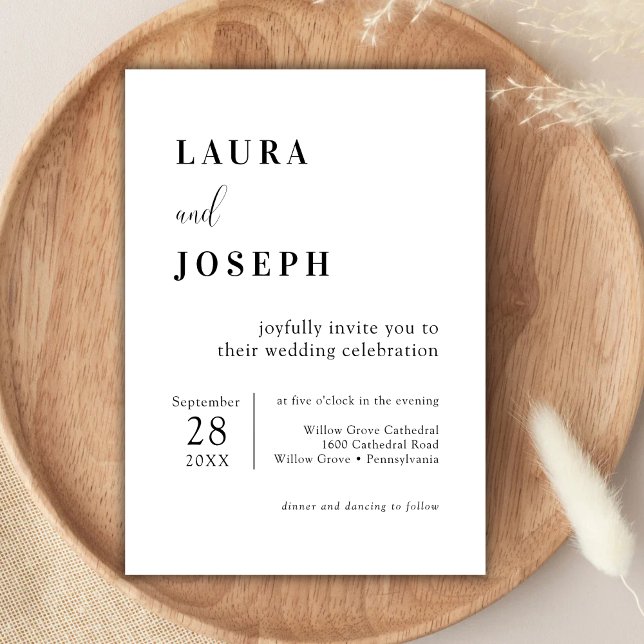 Personalised White Minimalist Modern Wedding Invitation (Creator Uploaded)