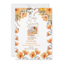 PERSONALISED WHITE ORANGEBABY SHOWER    Invitation