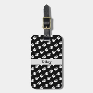 Personalised White Paw Print Pattern Luggage Tag