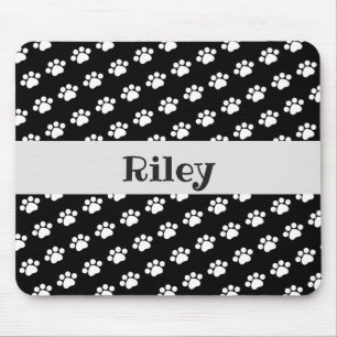 Personalised White Paw Print Pattern Mouse Pad