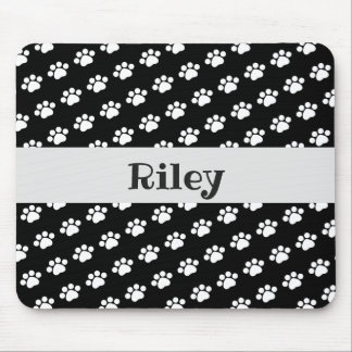 Personalised White Paw Print Pattern Mouse Pad