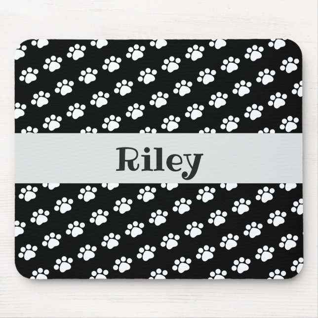 Personalised White Paw Print Pattern Mouse Pad (Front)