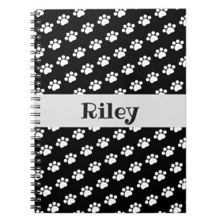 Personalised White Paw Print Pattern Notebook