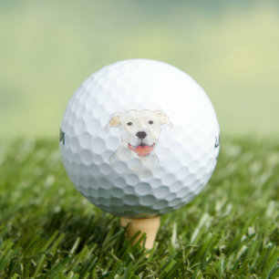 Personalised White Pitbull Staffy Dog Golf Balls