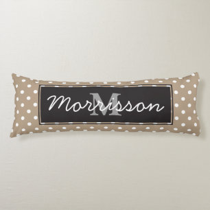 Personalised White Polka Dots Black Deco Framed Body Cushion