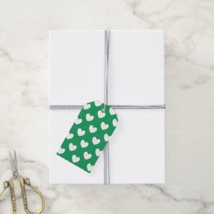 Personalised White polka hearts on Kelly green Gift Tags