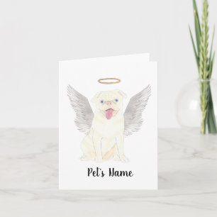 Personalised White Pug Sympathy Memorial Card