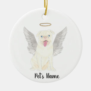Personalised White Pug Sympathy Memorial Ceramic Ornament