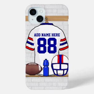 Personalised White Red Blue Football Jersey iPhone 15 Mini Case