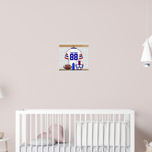 Personalised White Red Blue Football Jersey Poster