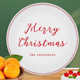 Personalised White Red Festive Merry Christmas Cutting Board
