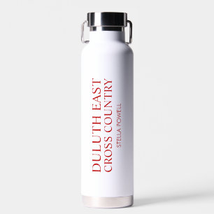 Personalised White & Red School Name Sports Water Bottle