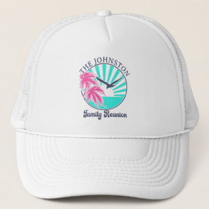 Personalised White Retro Family Reunion Tropical Trucker Hat