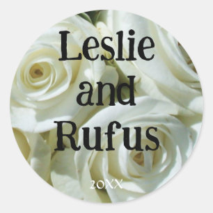 Personalised White Roses Wedding Sticker