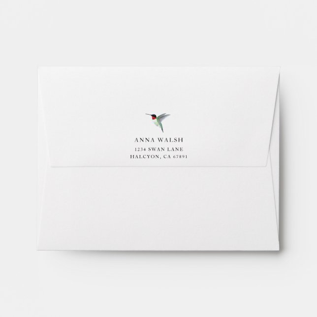 Personalised White Ruby-throated Hummingbird Envelope (Back (Top Flap))