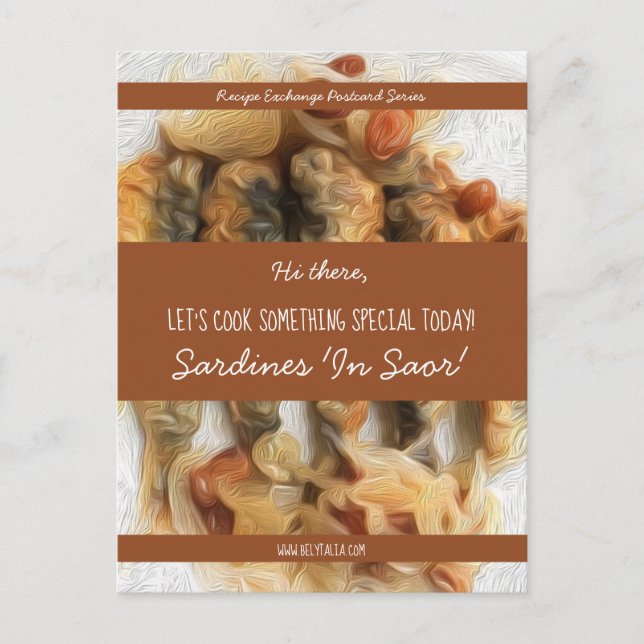 Personalised White Script Brown Modern Recipe Postcard (Front)
