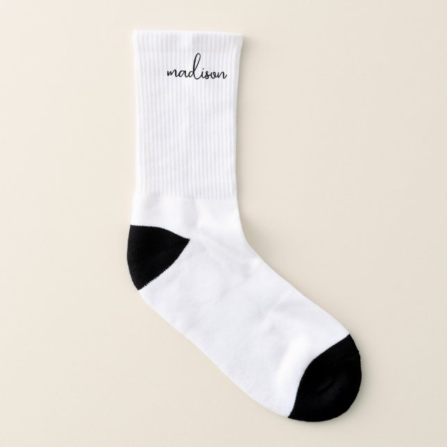 Personalised White Script  Socks (Right Outside)