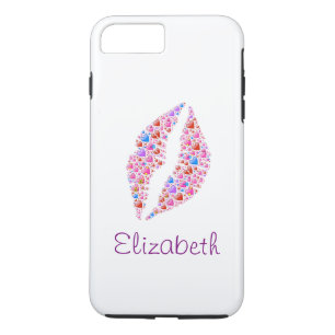 Personalised White Simple Colourful Heart Lips iPhone 8 Plus/7 Plus Case