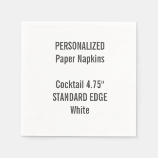 Personalised White Standard Cocktail Paper Napkins