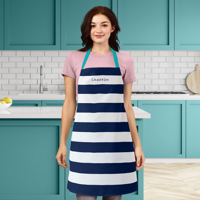 Personalised White Stripes and Editable Colour Apron (Creator Uploaded)