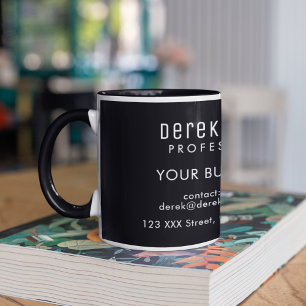 personalised white text profession business black mug