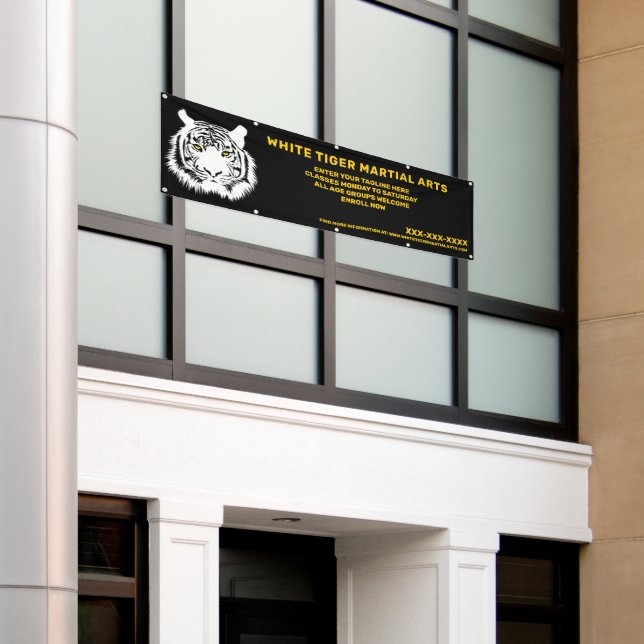 Personalised White Tiger Martial Arts Customise Banner (Outside Building)