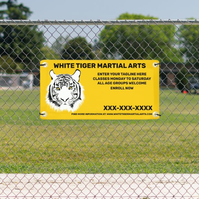 Personalised White Tiger Martial Arts Customise Banner (Insitu)