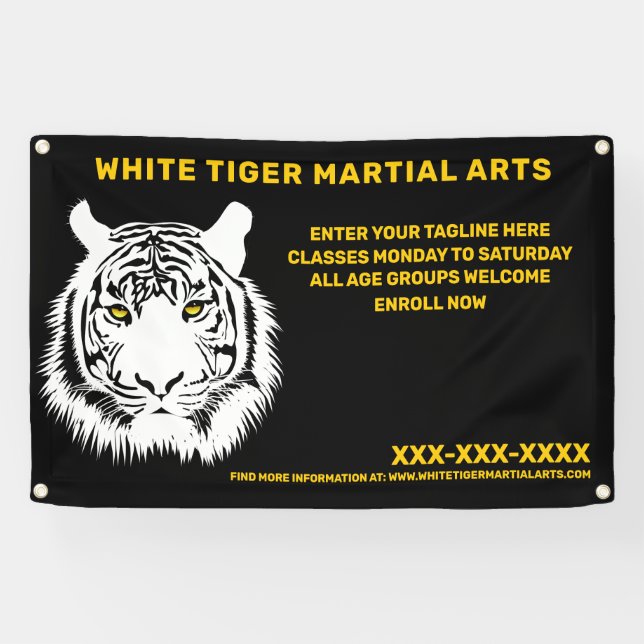 Personalised White Tiger Martial Arts Customise Banner (Horizontal)