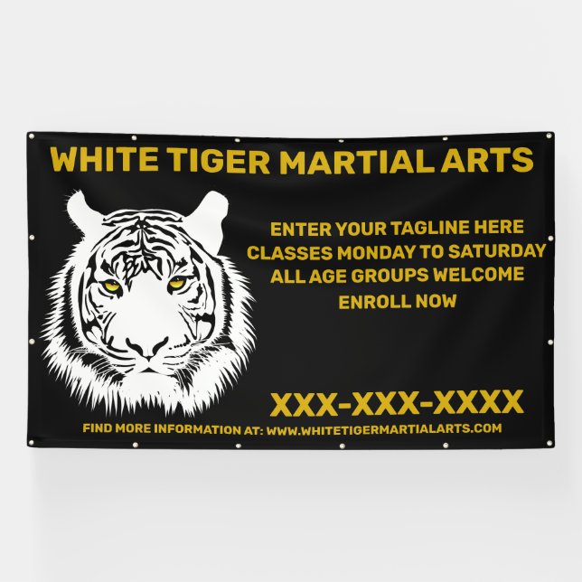 Personalised White Tiger Martial Arts Customise Banner (Horizontal)