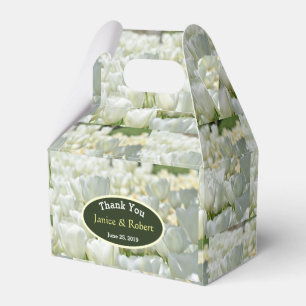 Personalised White Tulip Wedding Favour Box
