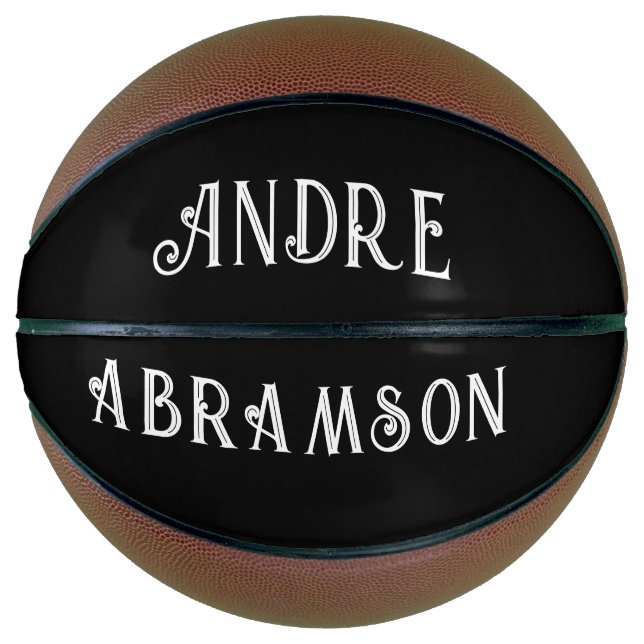 Personalised White Type On Black Basketball (Front)