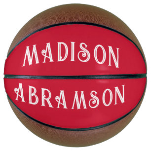 Personalised White Type On Red Basketball