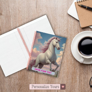 Personalised White Unicorn Clouds Notebook