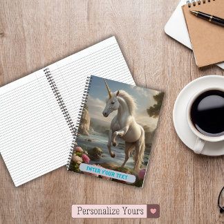Personalised White Unicorn Flower Stream Notebook
