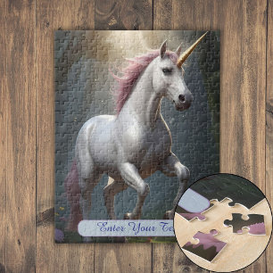 Personalised White Unicorn Forest Jigsaw Puzzle