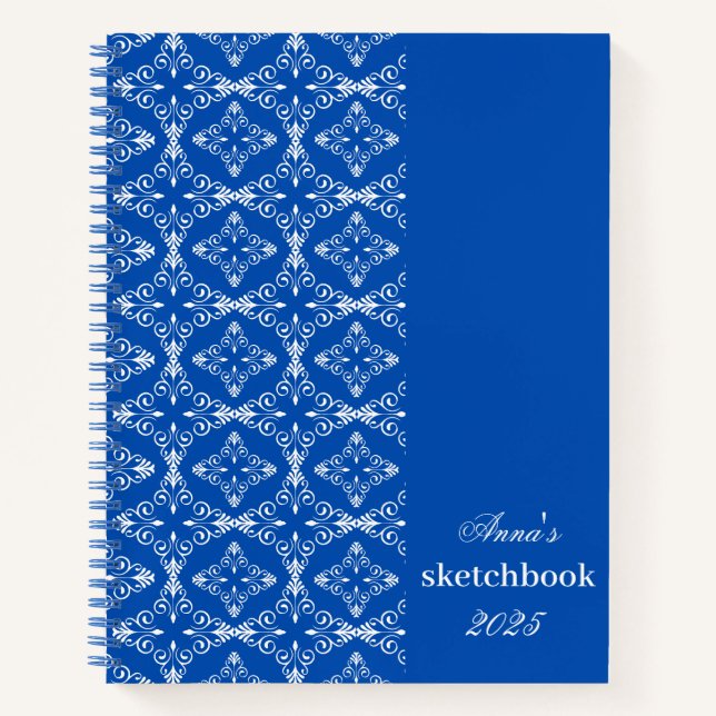 Personalised white vector Pattern Notebook (Front)