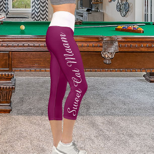 Personalised White Wine Custom Cat Text Diy Yoga Capri Leggings