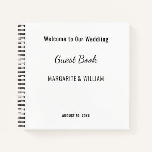 Personalised White with Black Guest Book