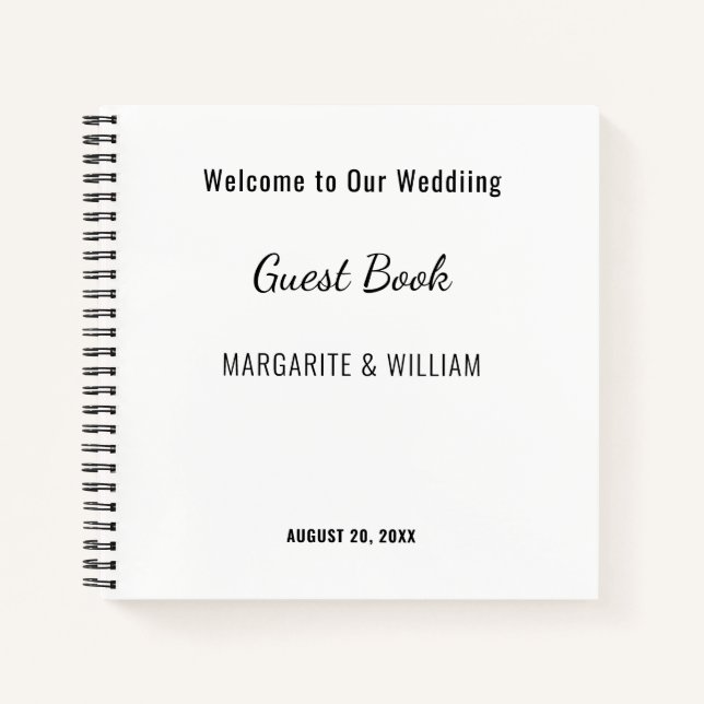 Personalised White with Black Guest Book (Front)