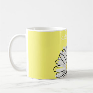 Personalised White & Yellow Daisy Coffee Mug