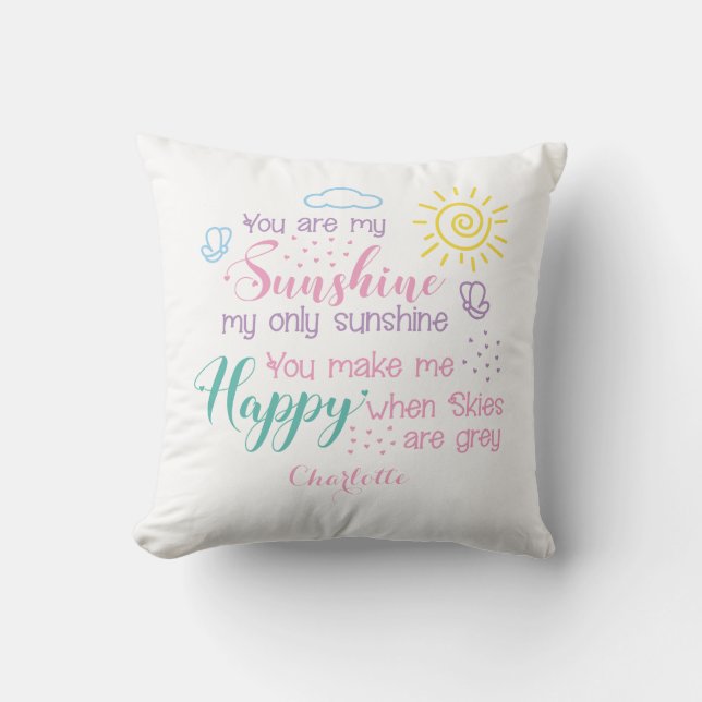 Personalised White You Are My Sunshine   Cushion (Front)