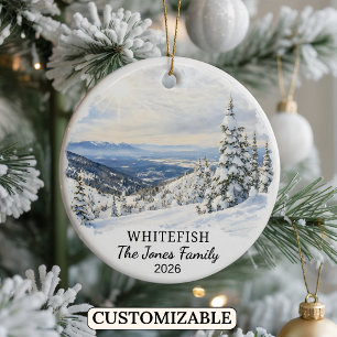 Personalised Whitefish Ornament, Custom Montana Ceramic Ornament
