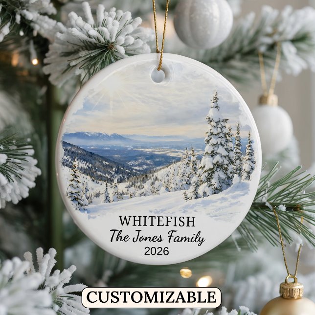 Personalised Whitefish Ornament, Custom Montana Ceramic Ornament (Creator Uploaded)