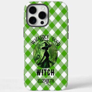 Personalised Wickedly Good Witch Green Gingham iPhone 16 Pro Max Case