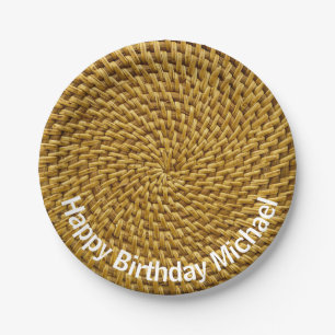 Personalised Wicker Look Bohemian Boho Paper Plate